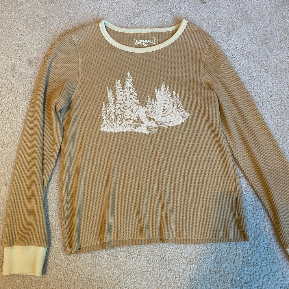 YELLOW/TAN AMERICAN EAGLE RIBBED SHIRT